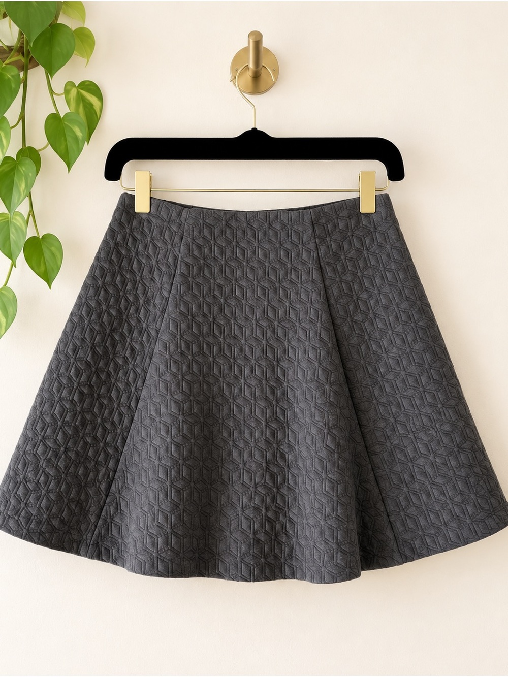 GAP Charcoal Textured Skater Skirt Size M